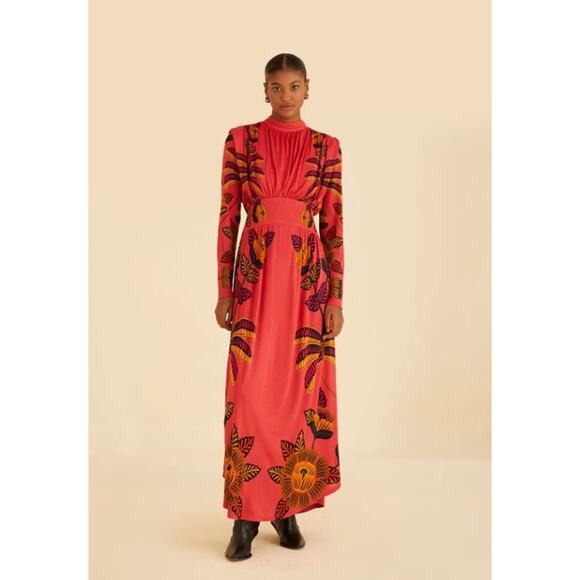 Anthropologie Dresses & Skirts - NWT! Anthropologie FARM RIO Blush Living Bloom High Neck Maxi Dress LARGE